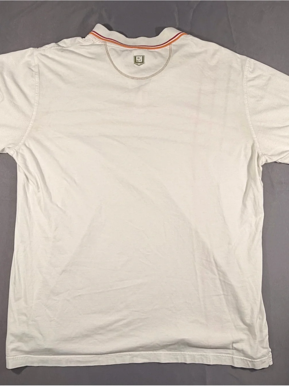 Def Jam university Polo by Ralph Lauren White with Orange, Yellow and Tan Stripe